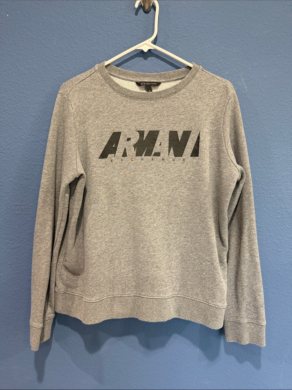 Armani Exchange Heather Gray Logo Crew Sweatshirt